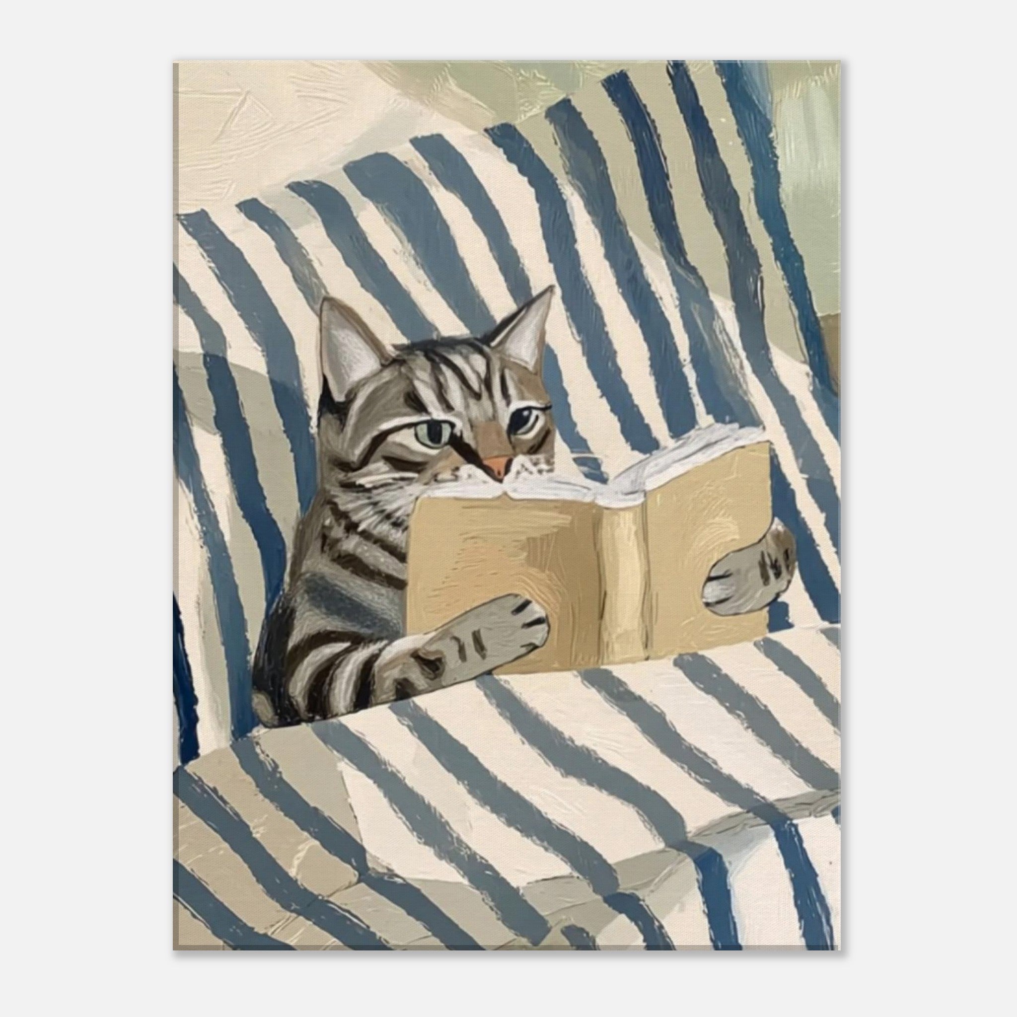 reading cat canvas nursery wall art