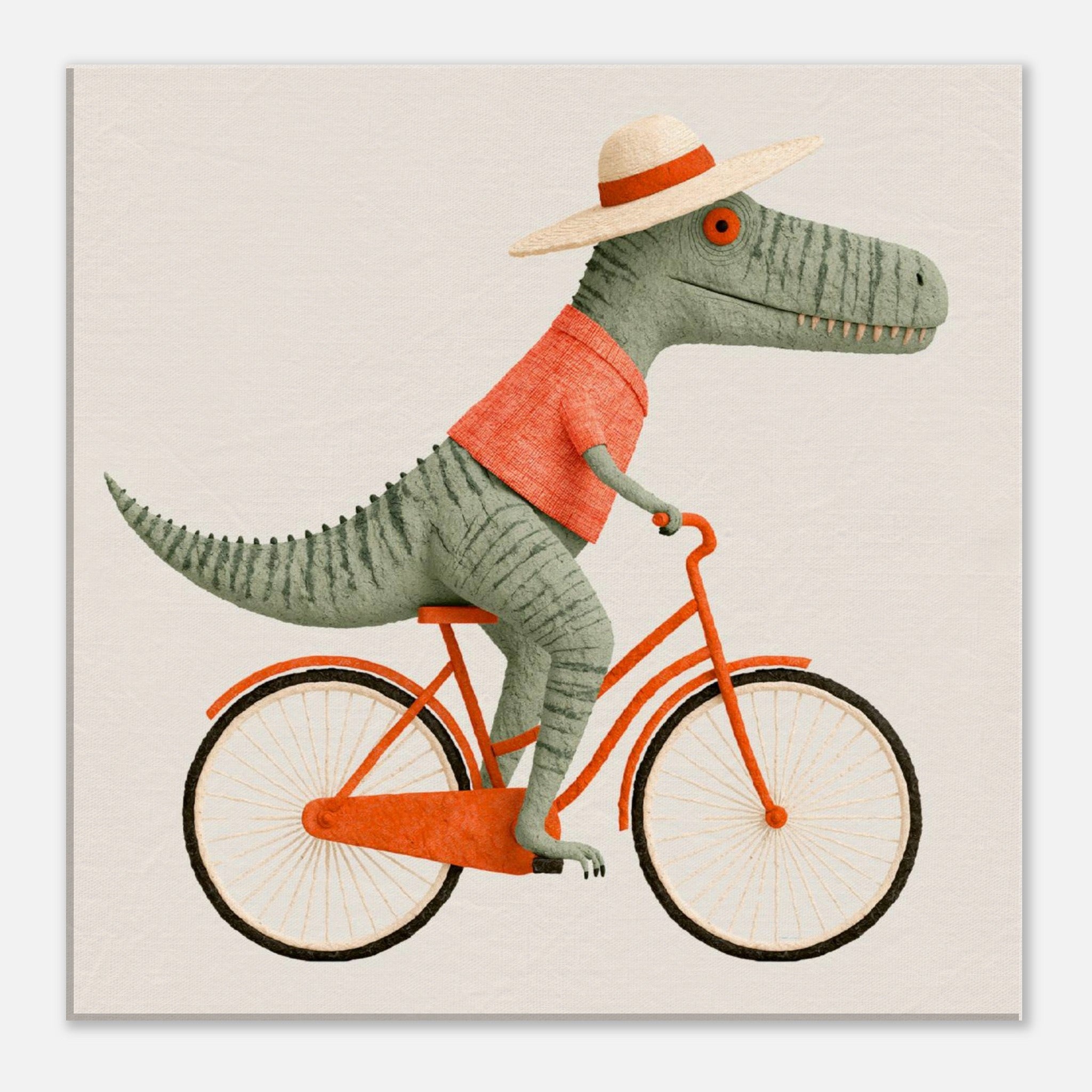 dinosaur bicycle canvas nursery wall art