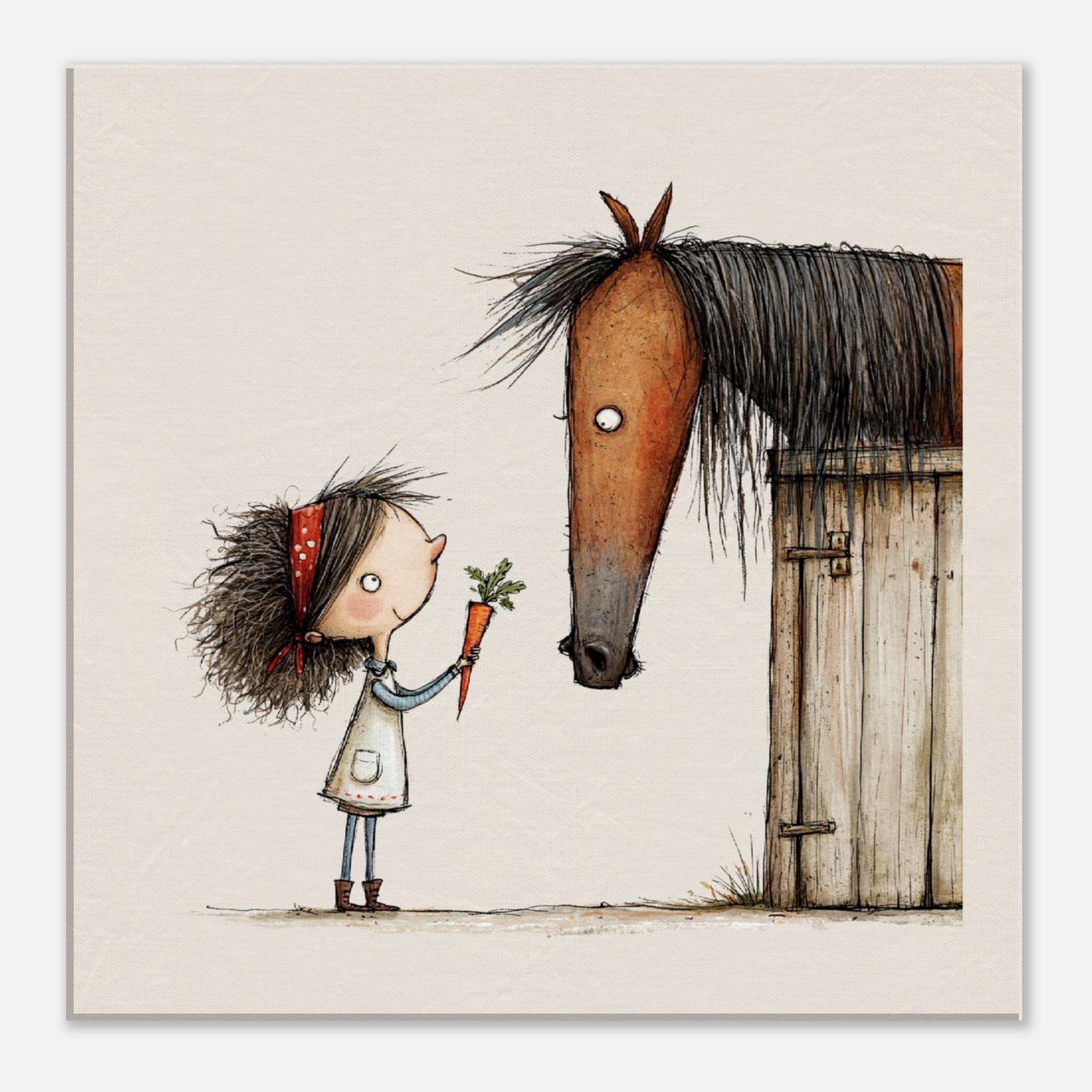 girl and horse canvas nursery wall art