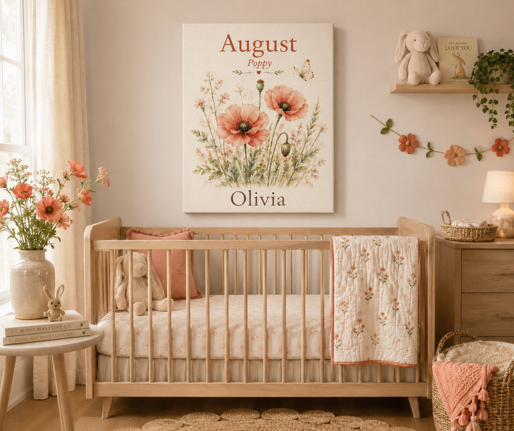August Birth Flower Canvas Wall Art