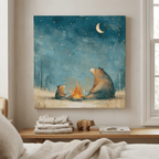 Bears Roasting Marshmallows Canvas Wall Art for Kids - KIDSROOM WALL ART
