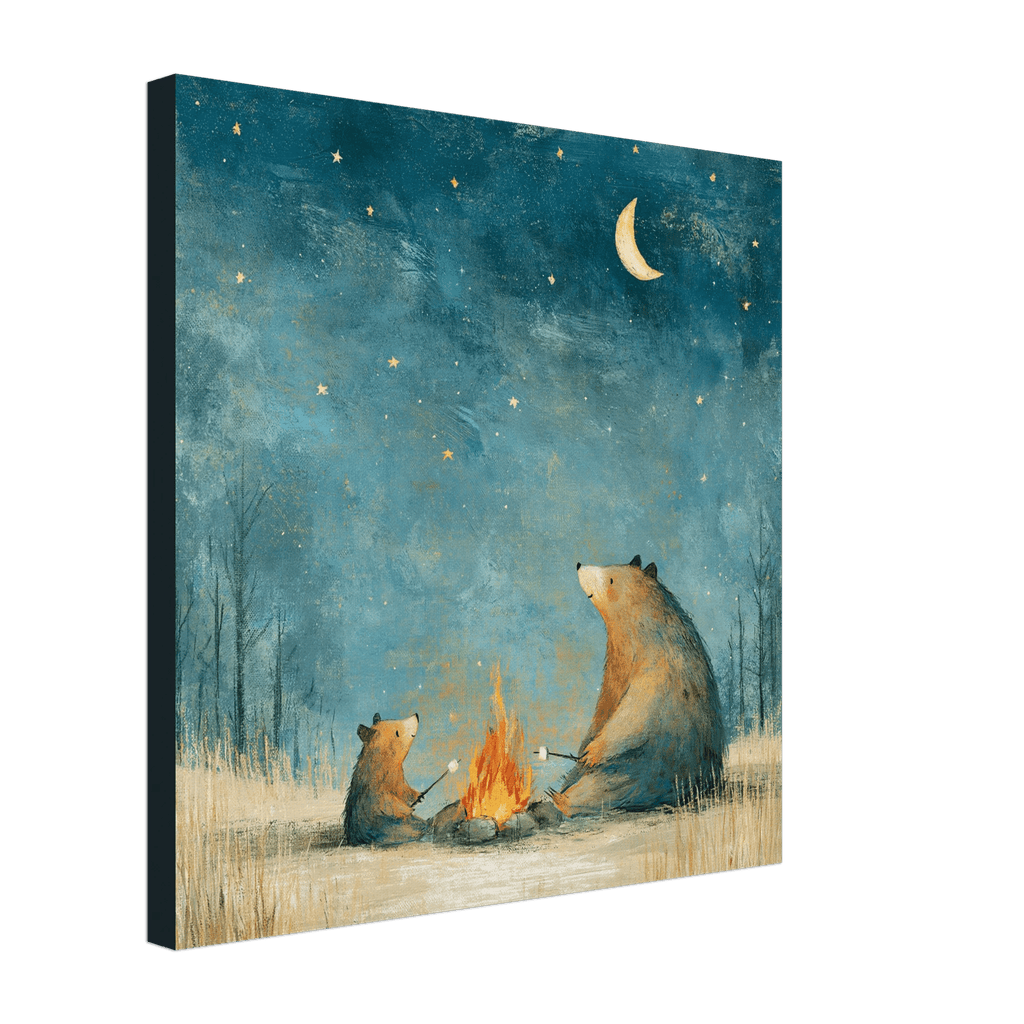 Bears Roasting Marshmallows Canvas Wall Art for Kids - KIDSROOM WALL ART