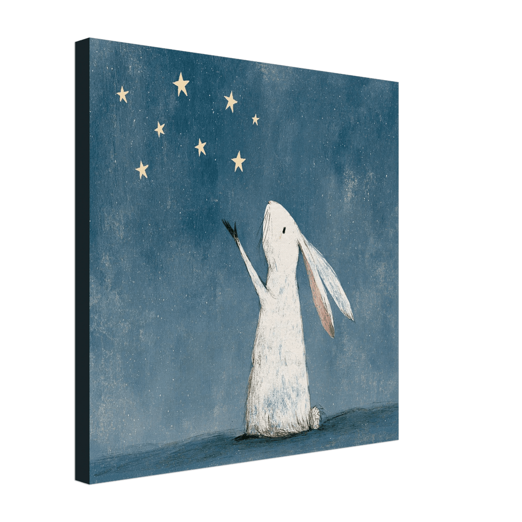 Bunny Reaching for the Stars Canvas Wall Art - KIDSROOM WALL ART