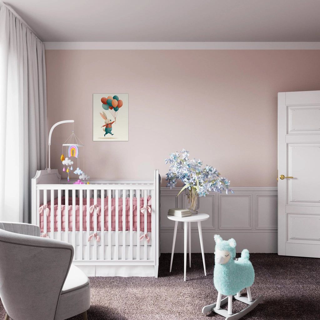 Bunny With Balloons Canvas Wall Art - KIDSROOM WALL ART