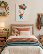Bunny With Balloons Canvas Wall Art - KIDSROOM WALL ART