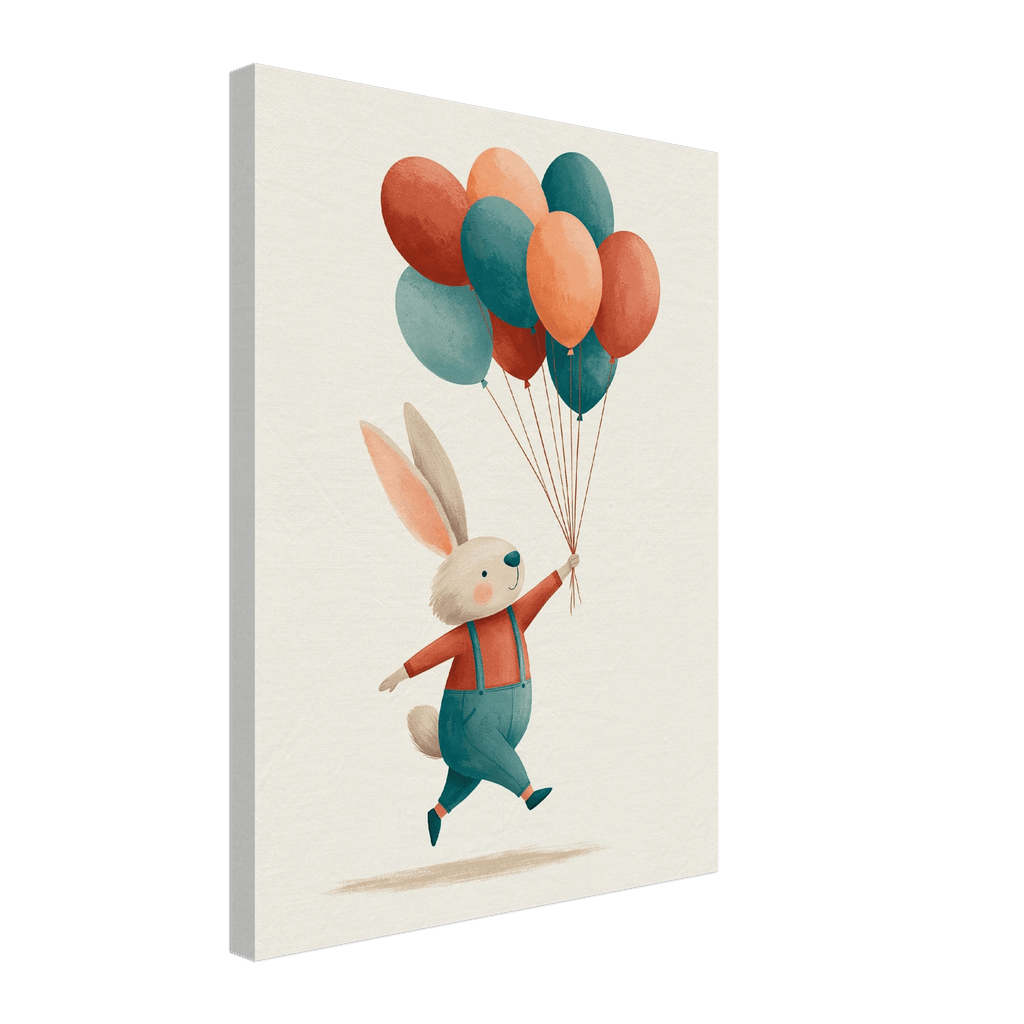 Bunny With Balloons Canvas Wall Art - KIDSROOM WALL ART