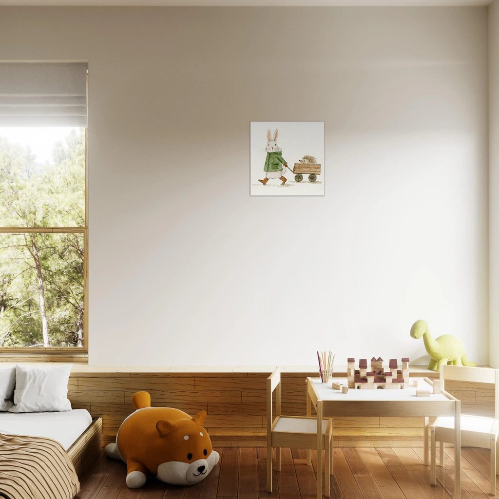 Bunny with Hedgehog Canvas Wall Art - KIDSROOM WALL ART