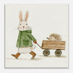 Bunny with Hedgehog Canvas Wall Art - KIDSROOM WALL ART
