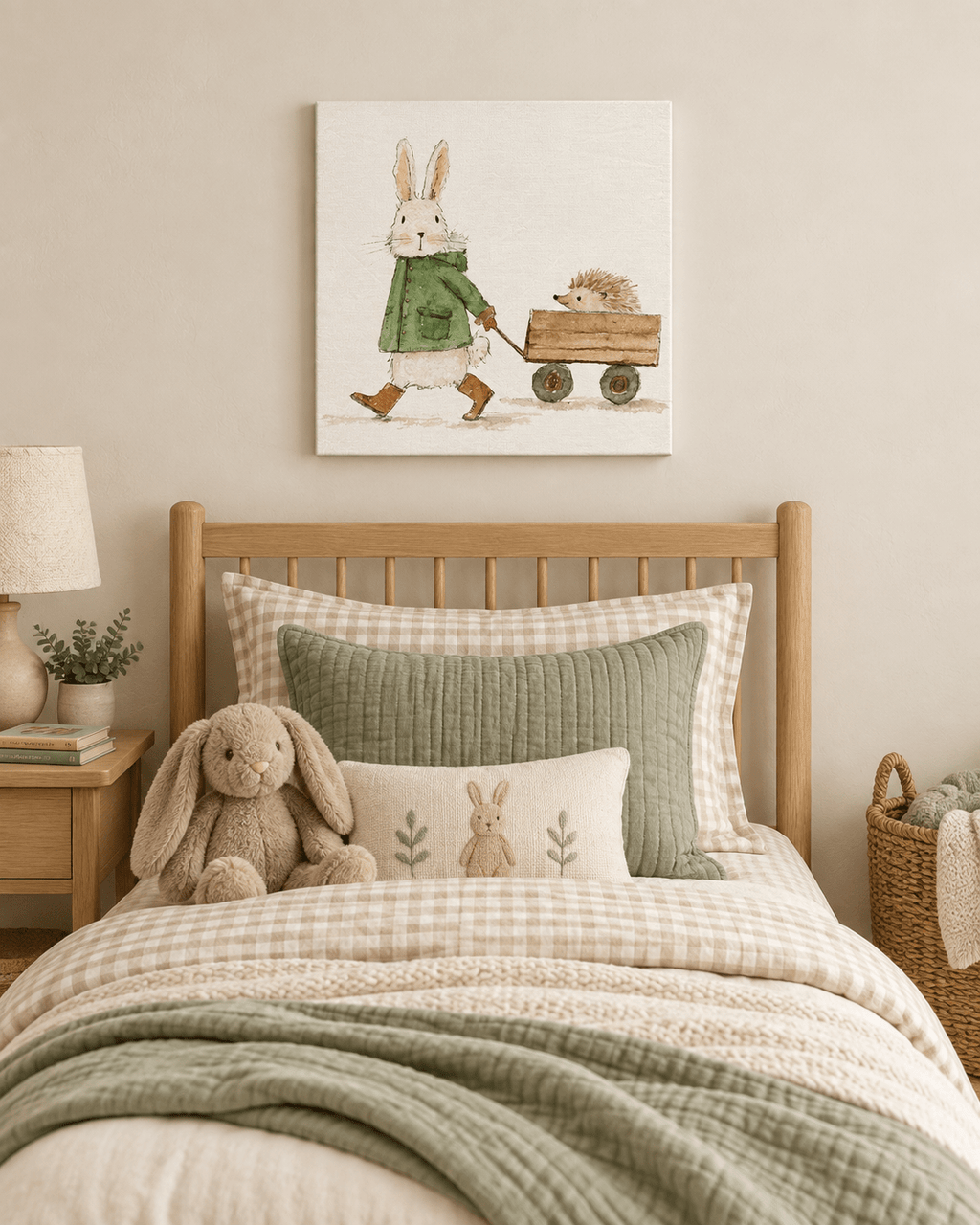 Bunny with Hedgehog Canvas Wall Art - KIDSROOM WALL ART