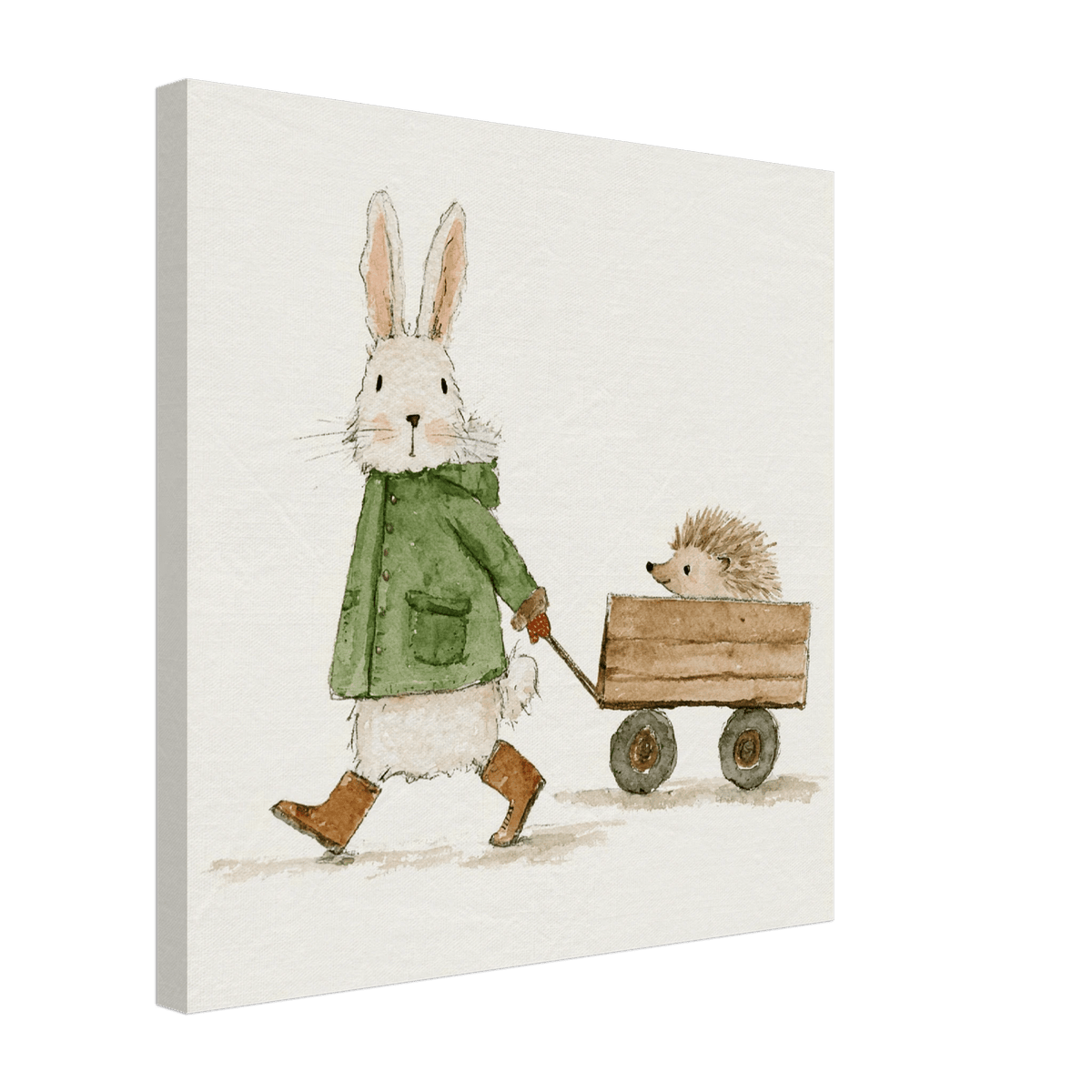 Bunny with Hedgehog Canvas Wall Art - KIDSROOM WALL ART