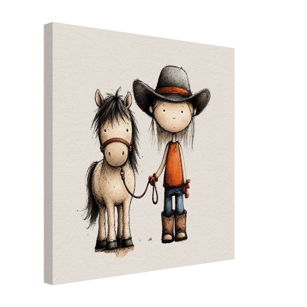 Cowgirl and Pony Canvas Wall Art for Kids - KIDSROOM WALL ART