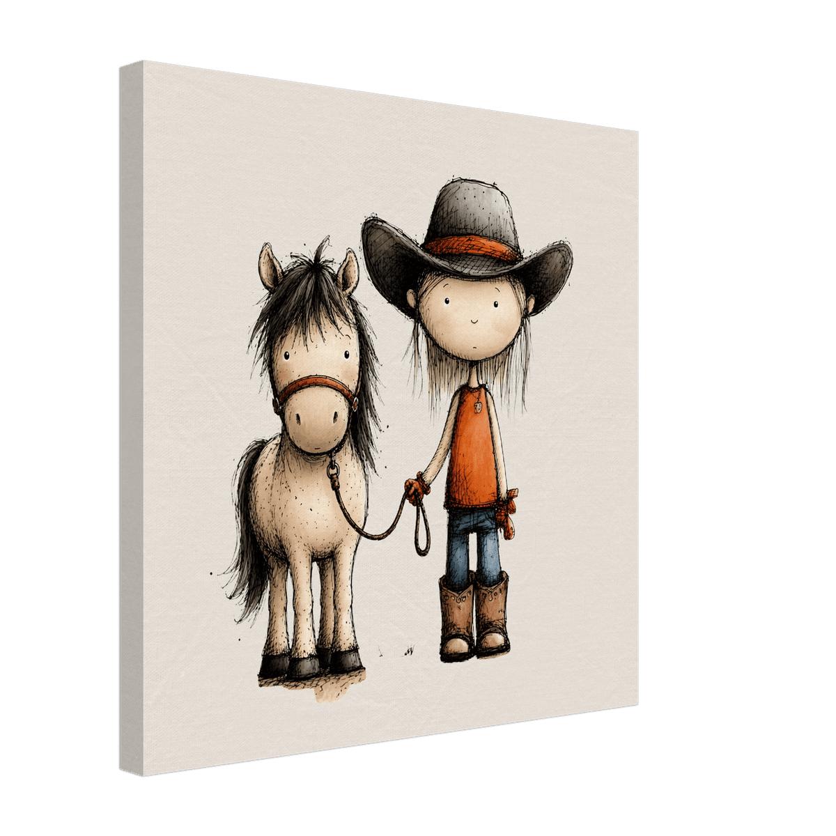 Cowgirl and Pony Canvas Wall Art for Kids - KIDSROOM WALL ART