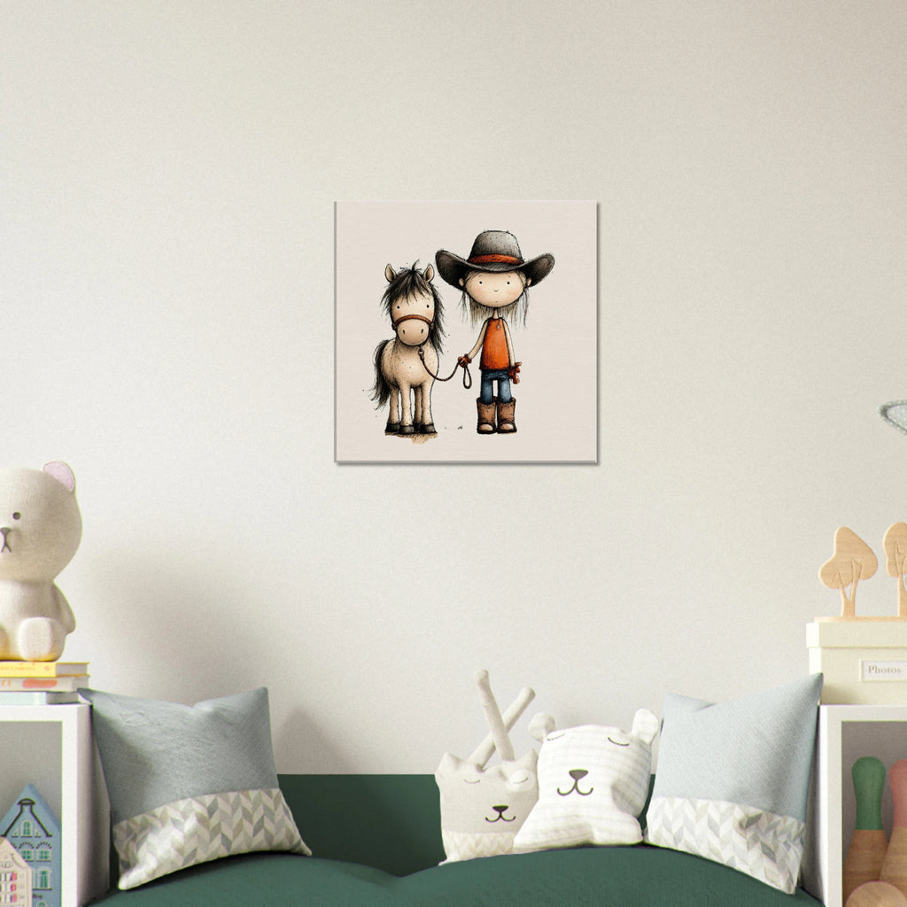 Cowgirl and Pony Canvas Wall Art for Kids - KIDSROOM WALL ART