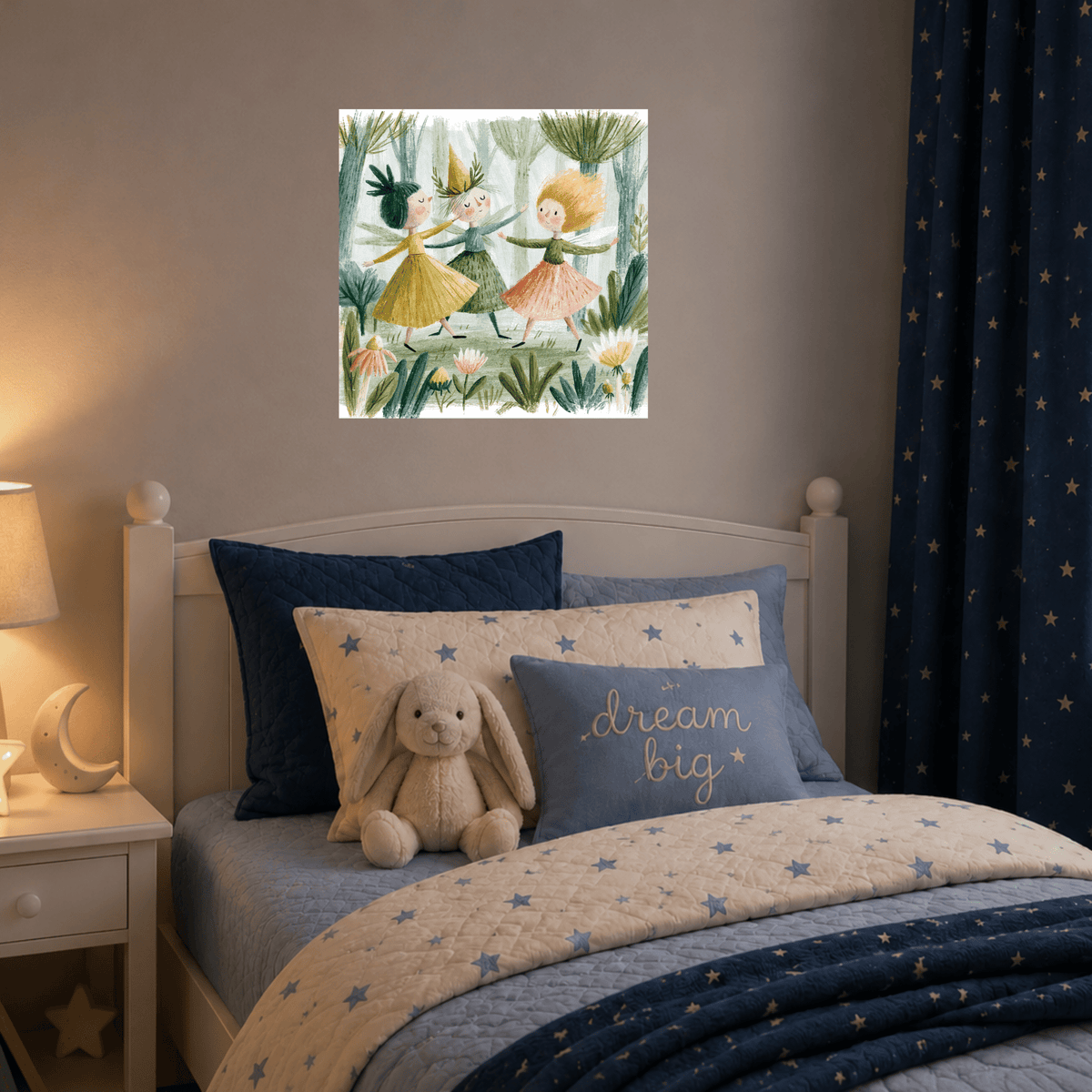 Dancing Flower Fairies Canvas Wall Art for Kids - KIDSROOM WALL ART