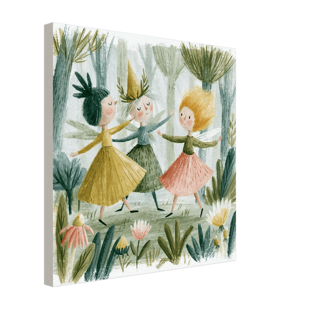 Dancing Flower Fairies Canvas Wall Art for Kids - KIDSROOM WALL ART