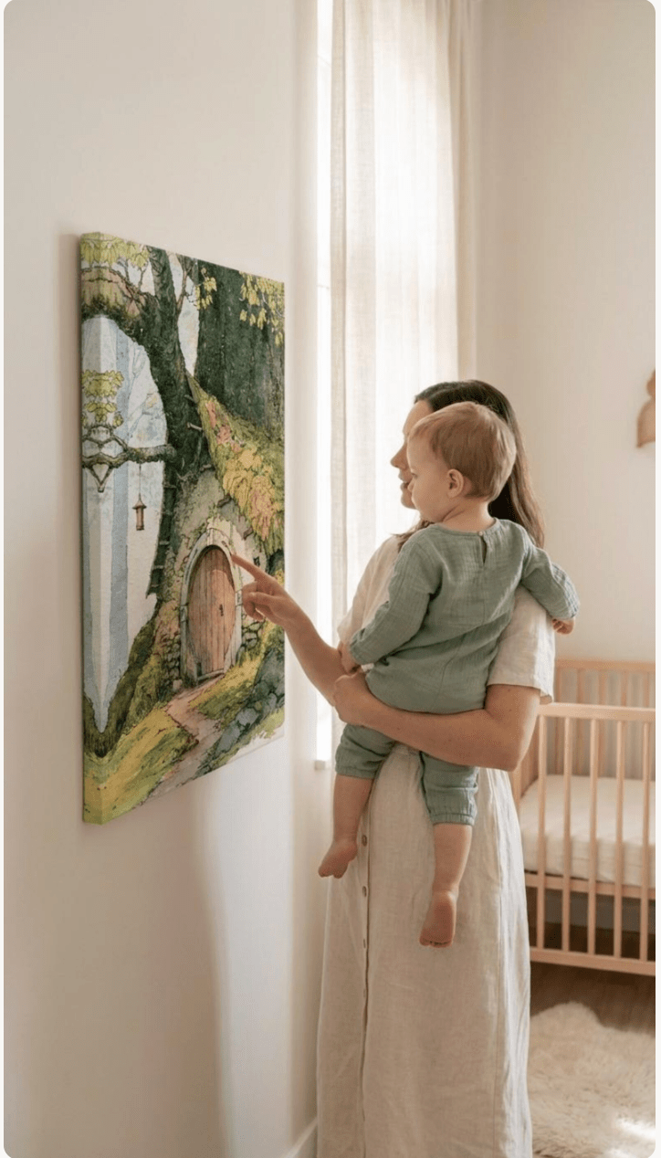 Elven Tree Cottage Canvas Wall Art for Kids - KIDSROOM WALL ART