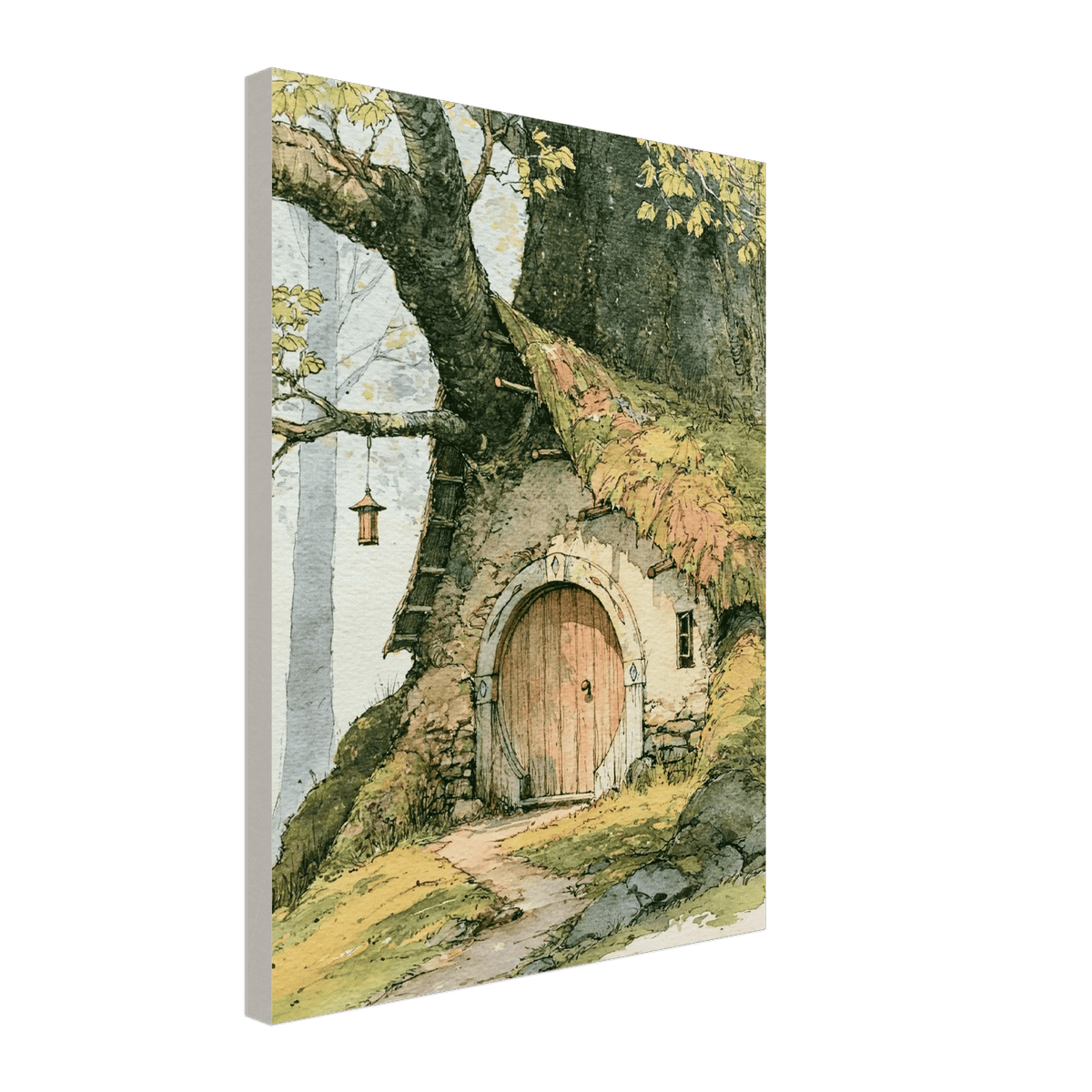Elven Tree Cottage Canvas Wall Art for Kids - KIDSROOM WALL ART