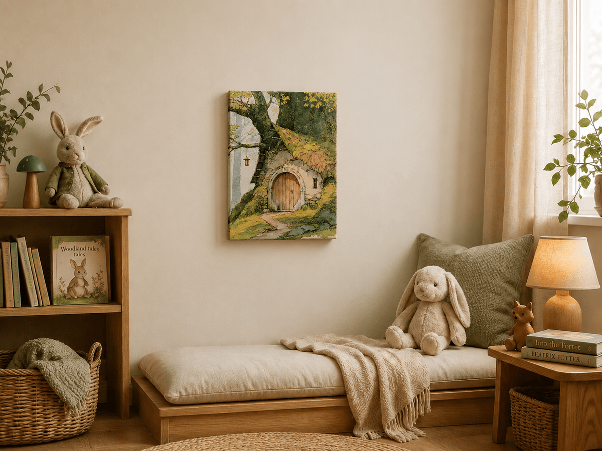 Elven Tree Cottage Canvas Wall Art for Kids - KIDSROOM WALL ART
