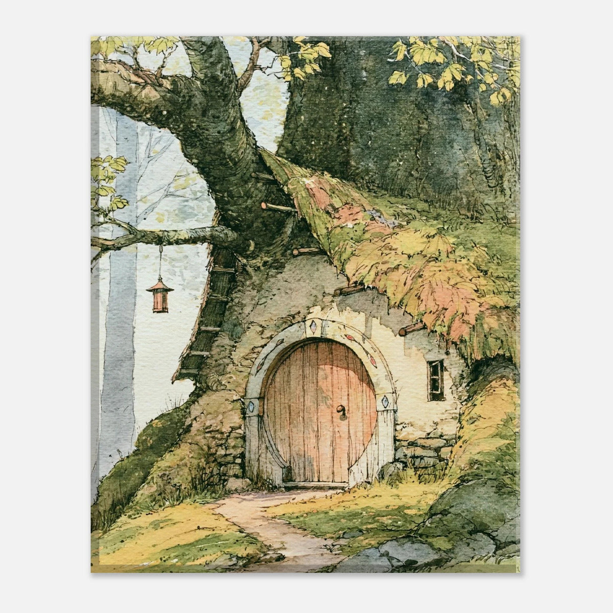 Elven Tree Cottage Canvas Wall Art for Kids - KIDSROOM WALL ART