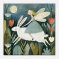 Fairy Riding a White Rabbit Canvas Wall Art for Kids - KIDSROOM WALL ART