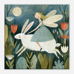 Fairy Riding a White Rabbit Canvas Wall Art for Kids - KIDSROOM WALL ART