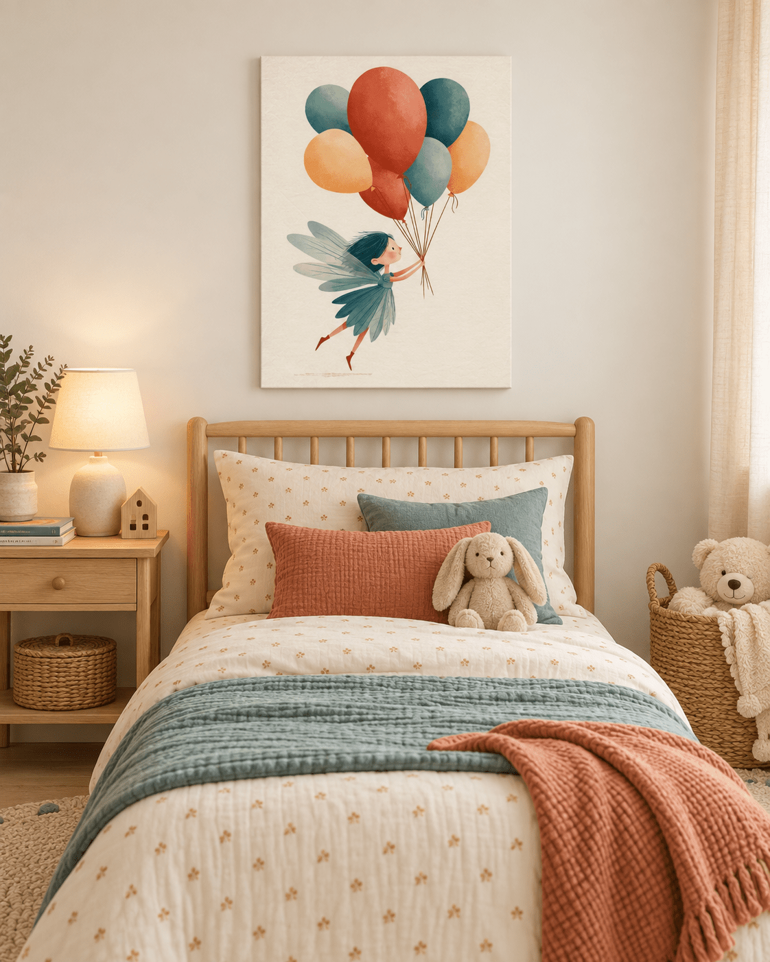 Fairy with Balloons Canvas Wall Art - KIDSROOM WALL ART