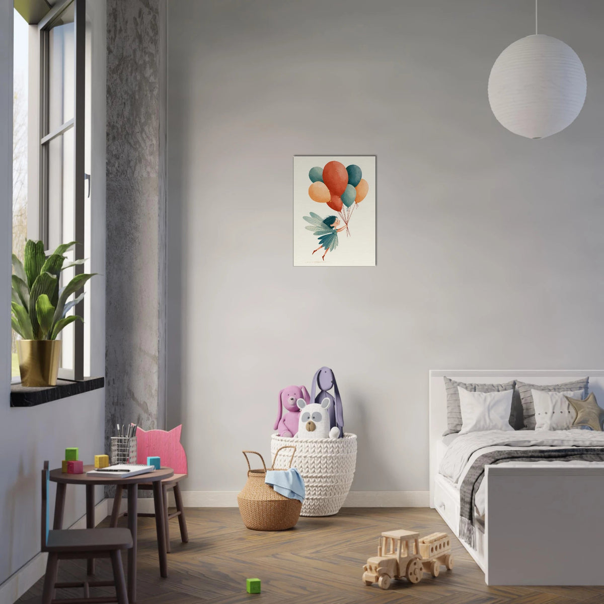 Fairy with Balloons Canvas Wall Art - KIDSROOM WALL ART