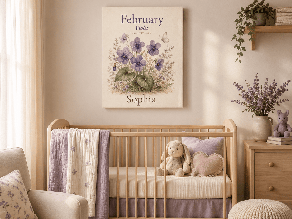 February Birth Flower Canvas Wall Art - KIDSROOM WALL ART