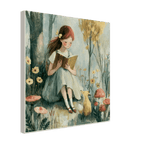 Girl Reading with Fox Canvas Wall Art for Kids - KIDSROOM WALL ART