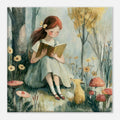 Girl Reading with Fox Canvas Wall Art for Kids - KIDSROOM WALL ART