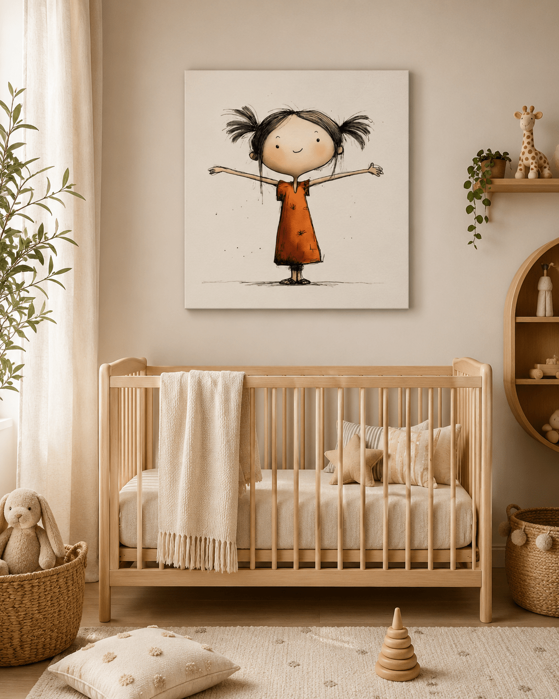 Girl Wants Hug Canvas Wall Art - KIDSROOM WALL ART