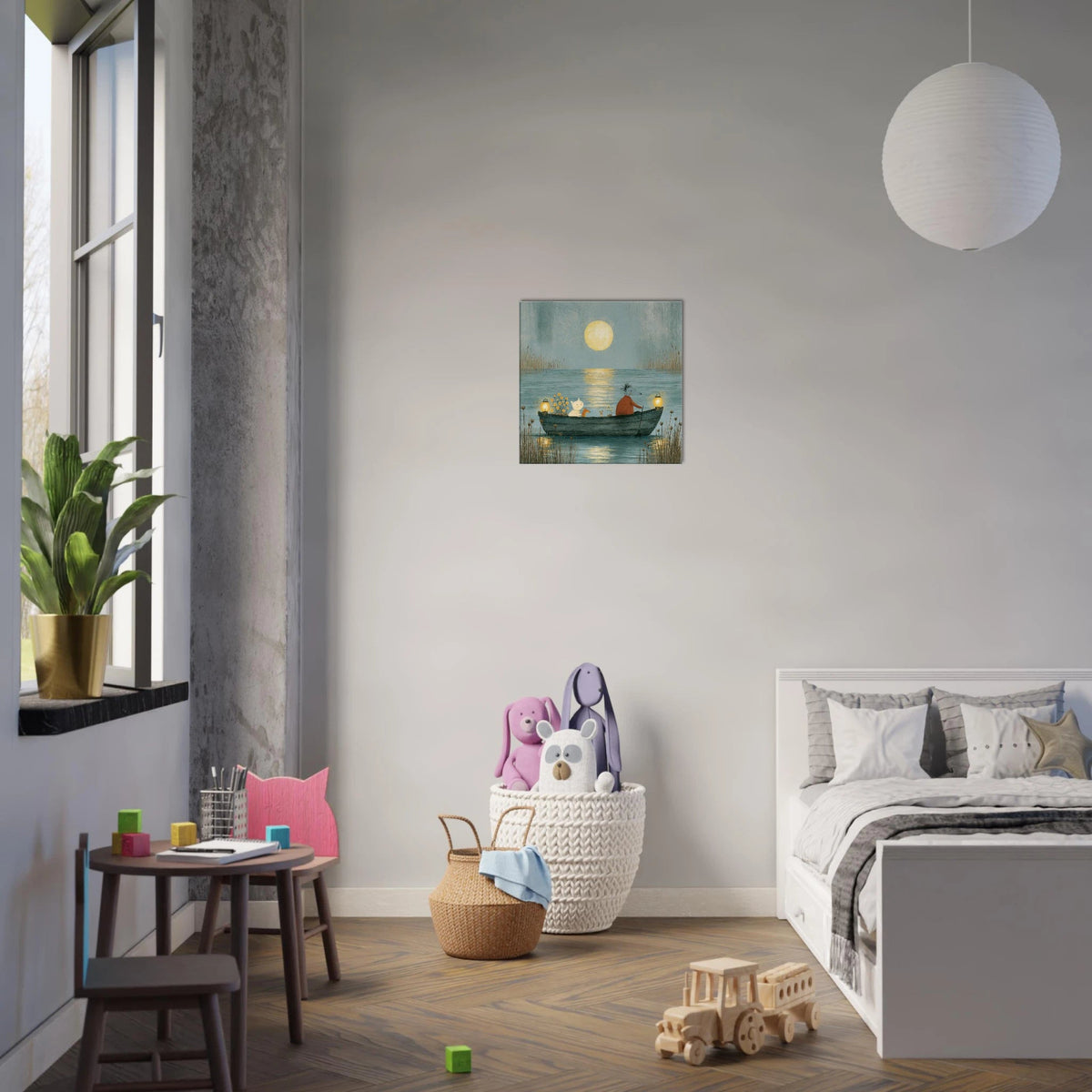 Moonlight Boat Ride Canvas Wall Art for Kids - KIDSROOM WALL ART