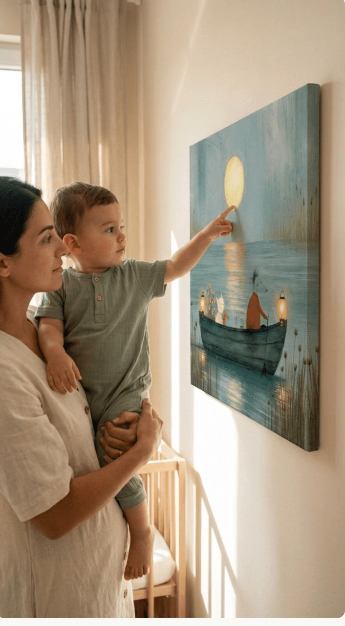Moonlight Boat Ride Canvas Wall Art for Kids - KIDSROOM WALL ART