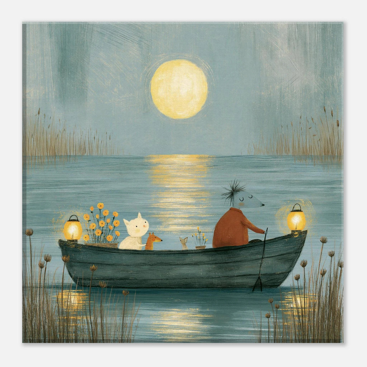 Moonlight Boat Ride Canvas Wall Art for Kids - KIDSROOM WALL ART
