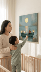Moonlight Boat Ride Canvas Wall Art for Kids - KIDSROOM WALL ART