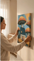 Mushroom Cottage Canvas Wall Art for Kids - KIDSROOM WALL ART