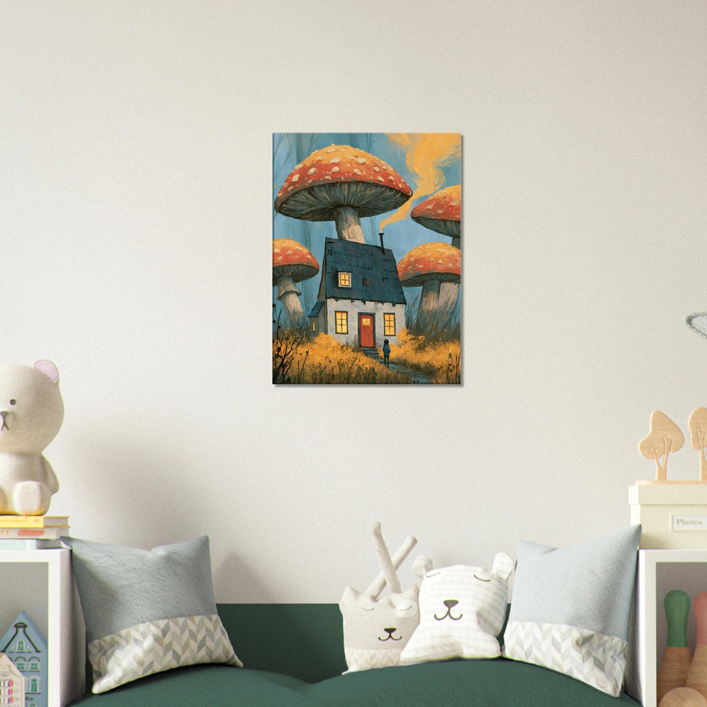 Mushroom Cottage Canvas Wall Art for Kids - KIDSROOM WALL ART