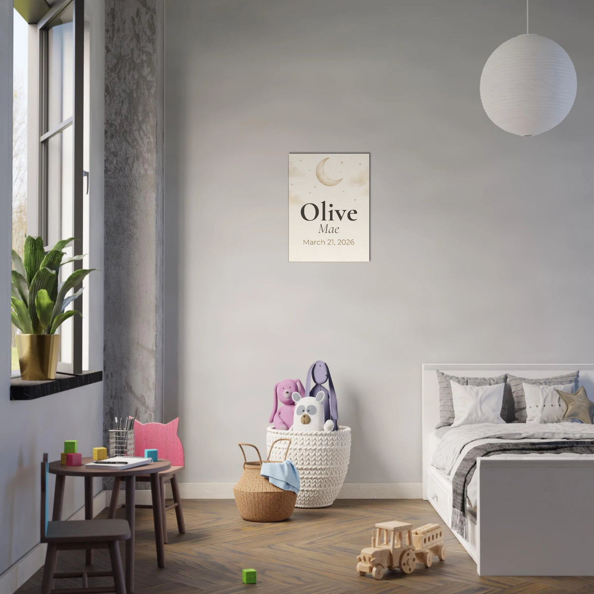 Personalized Baby Name and Birth Date Canvas Wall Art - KIDSROOM WALL ART