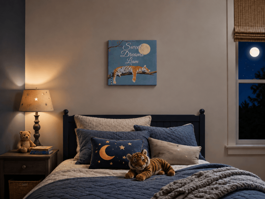 Personalized Sweet Dreams Tiger Canvas for Kids - KIDSROOM WALL ART