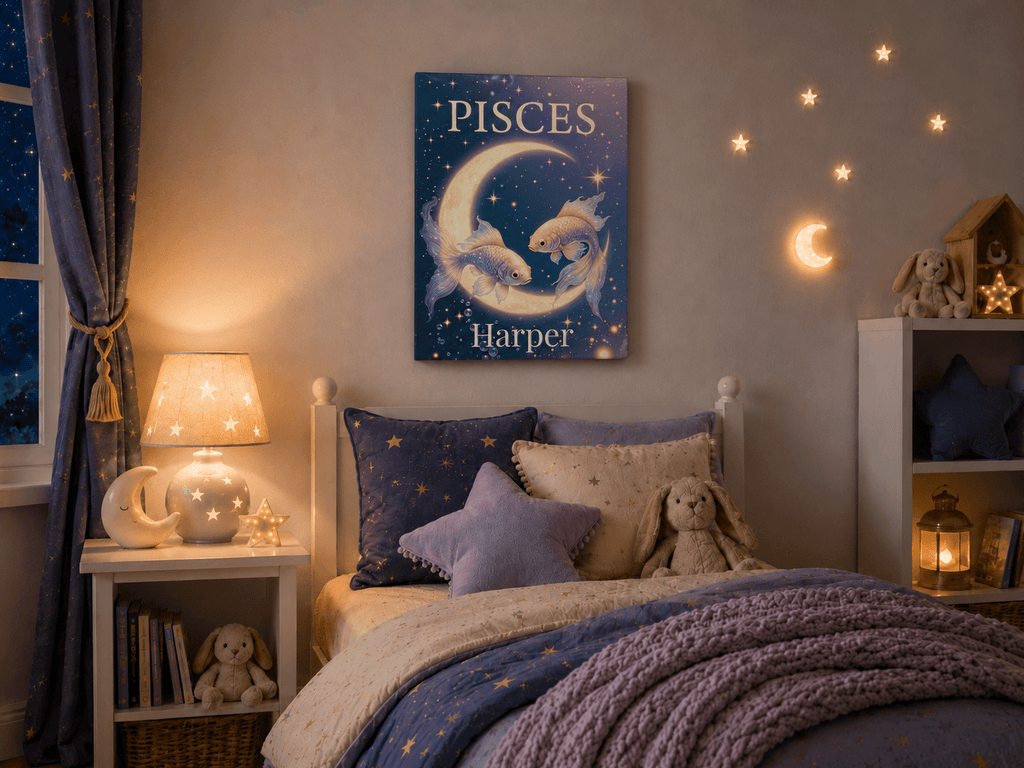 Pisces Personalized Zodiac Wall Art for Kids - KIDSROOM WALL ART