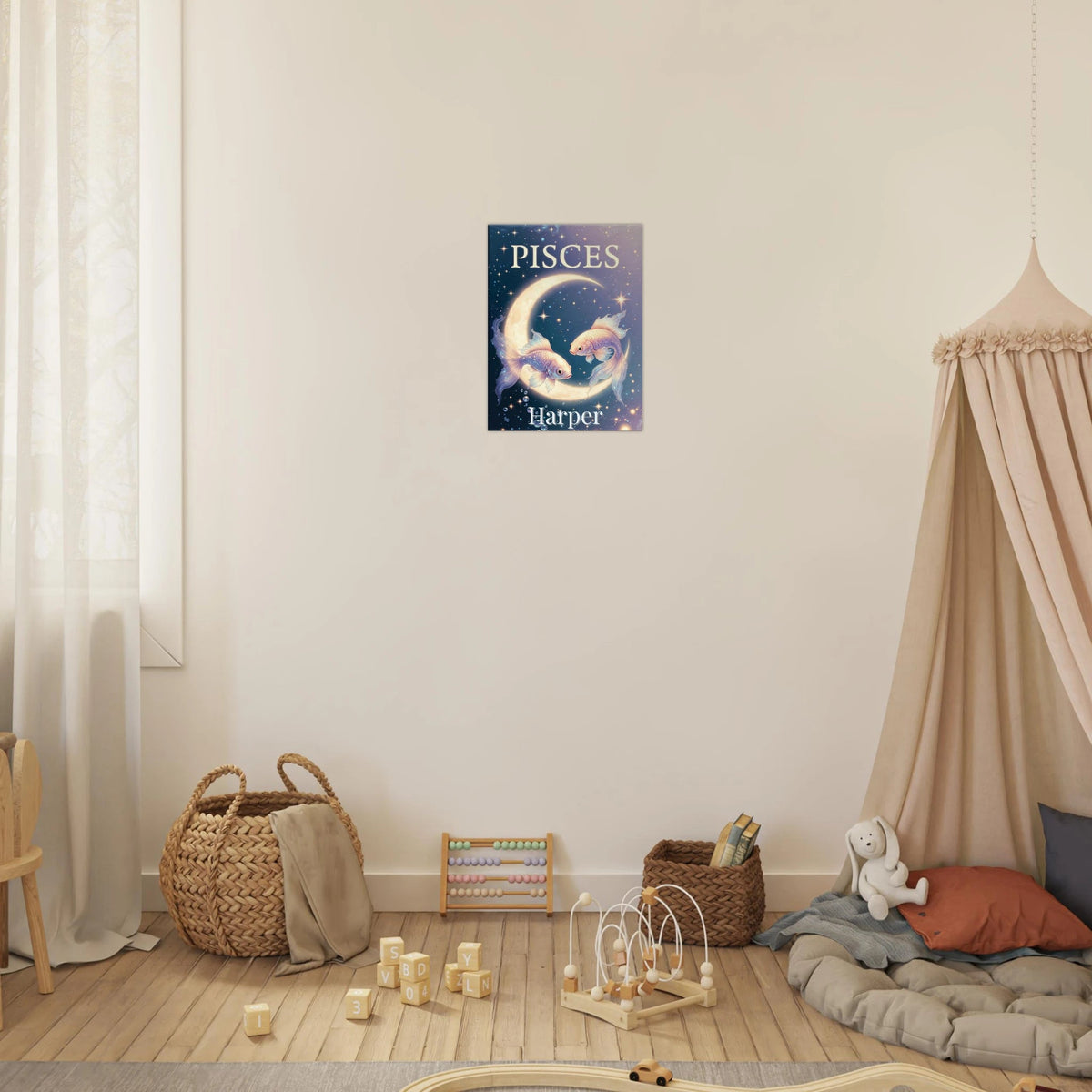 Pisces Personalized Zodiac Wall Art for Kids - KIDSROOM WALL ART