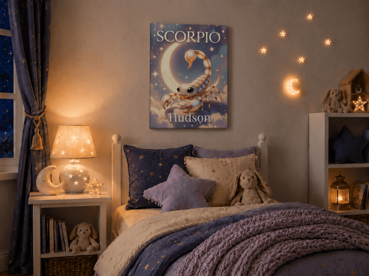 Scorpio Personalized Zodiac Wall Art for Kids - KIDSROOM WALL ART