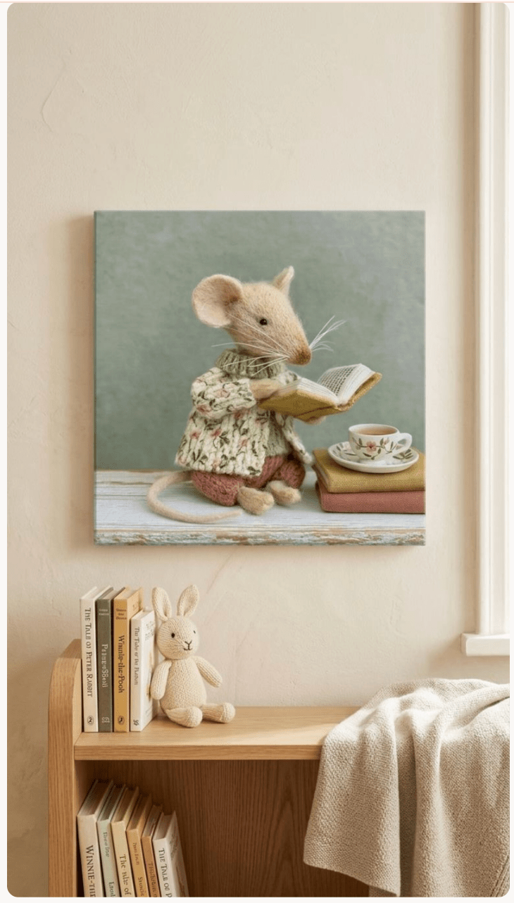 Storybook Mouse Canvas Wall Art for Kids - KIDSROOM WALL ART