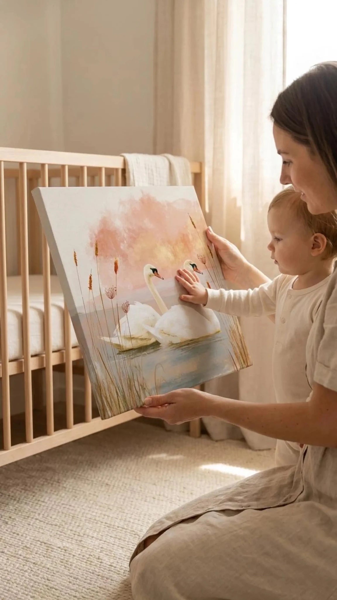 Swan Nursery Canvas Wall Art - KIDSROOM WALL ART