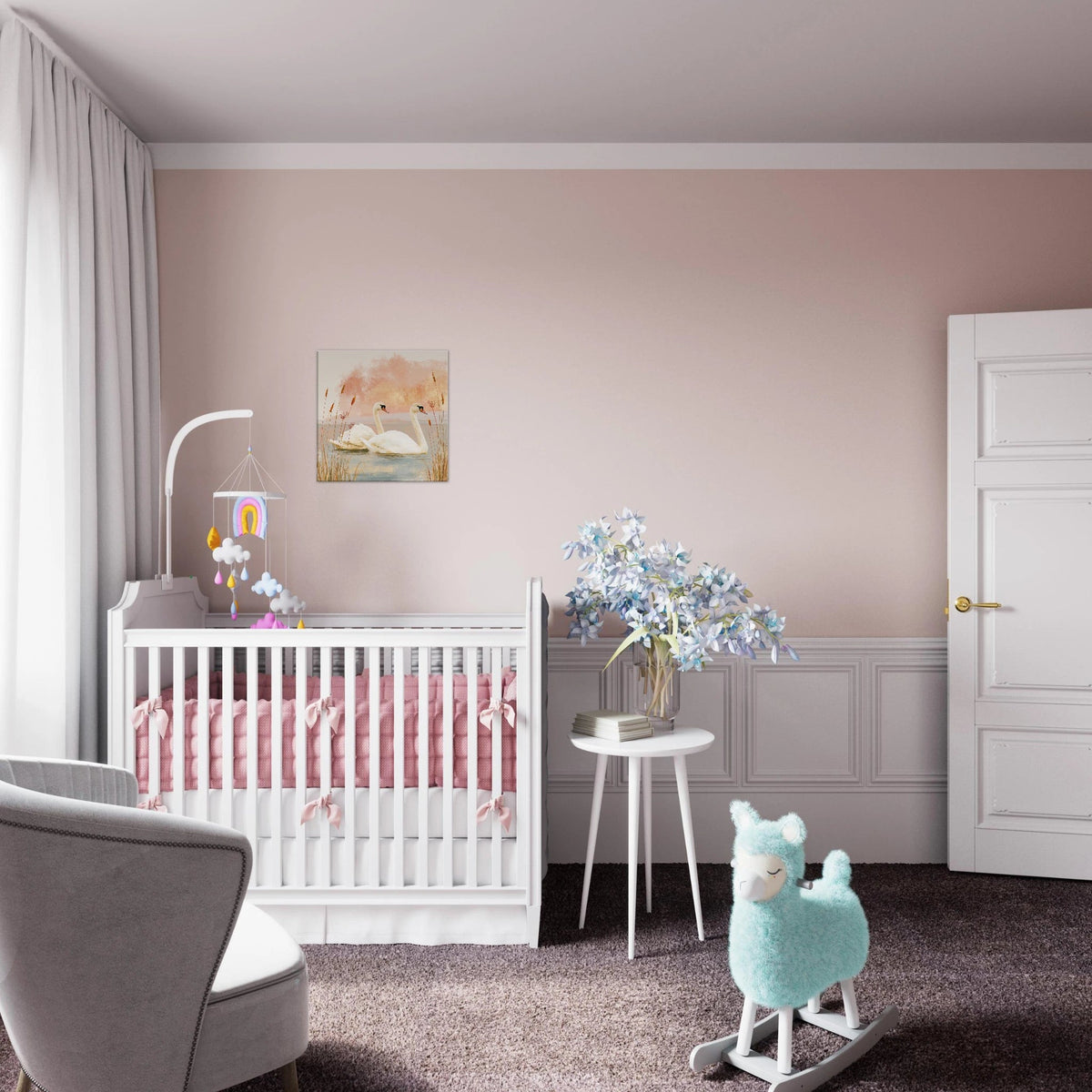 Swan Nursery Canvas Wall Art - KIDSROOM WALL ART