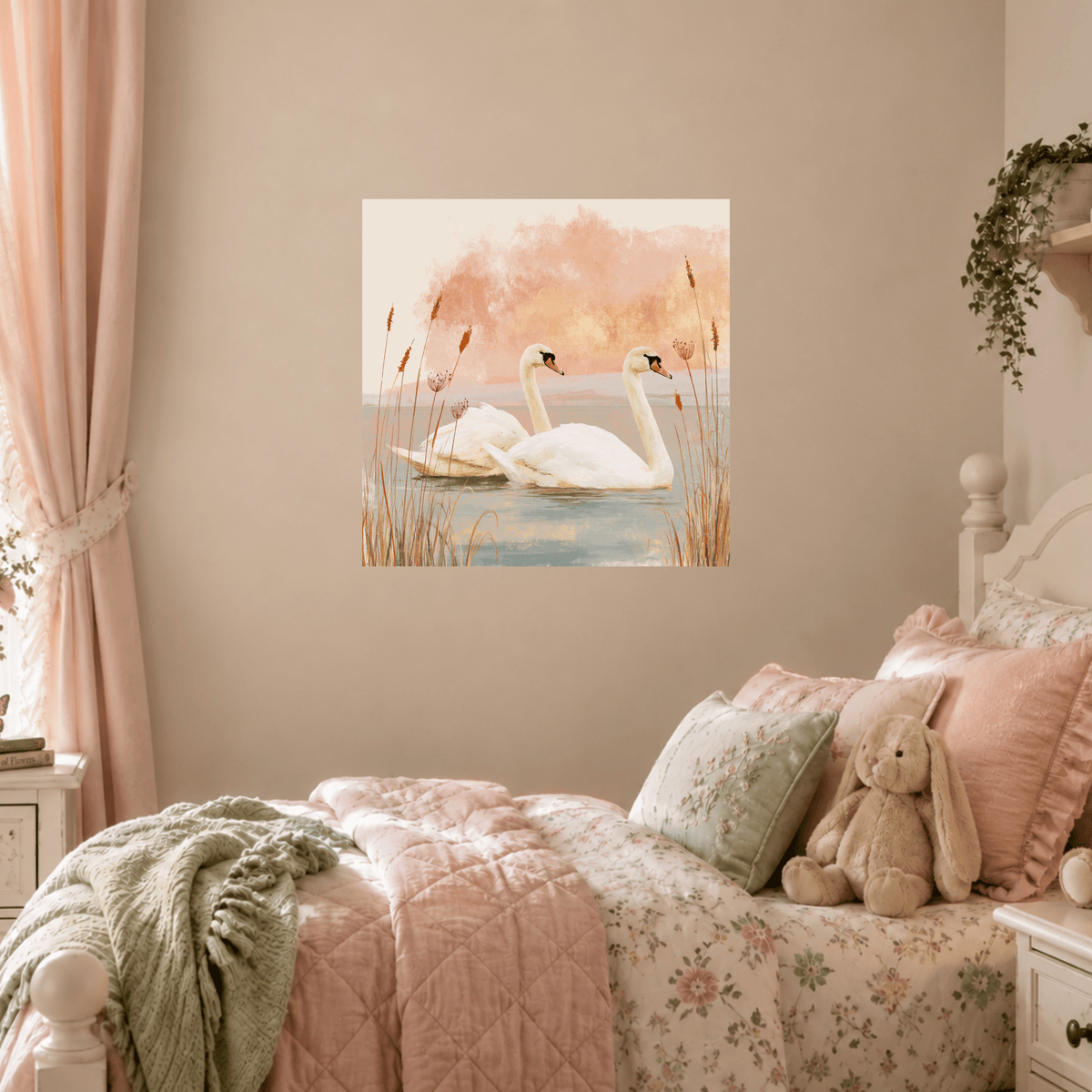 Swan Nursery Canvas Wall Art - KIDSROOM WALL ART