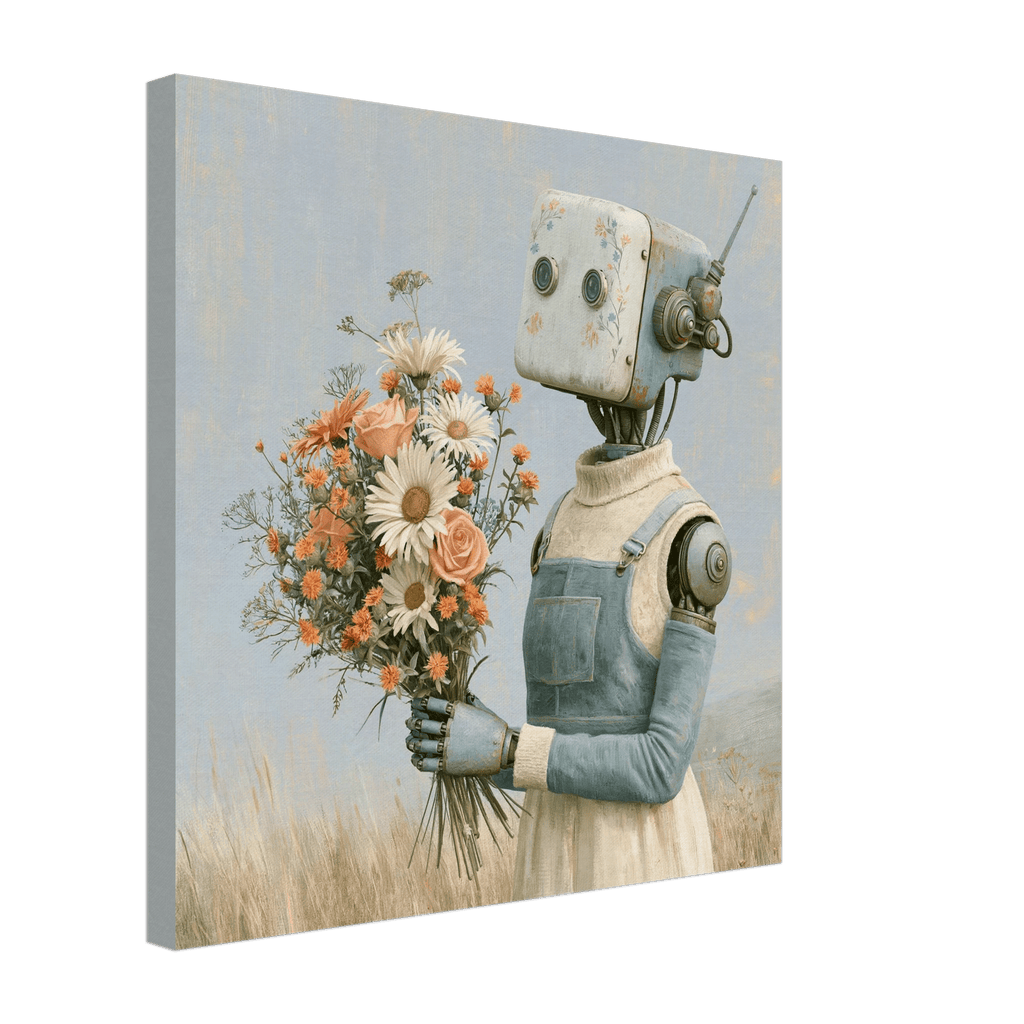 Vintage Flower Robot Canvas Wall Art - KIDSROOM WALL ART