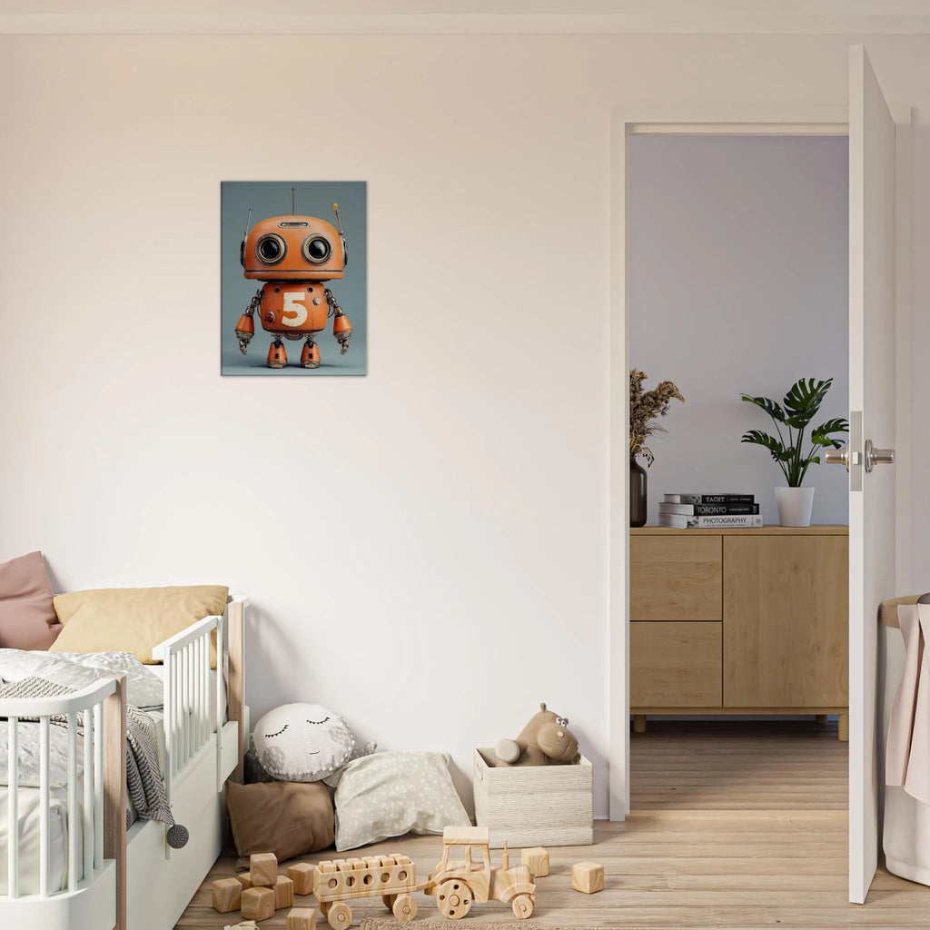 Vintage Orange Robot Canvas Wall Art - KIDSROOM WALL ART