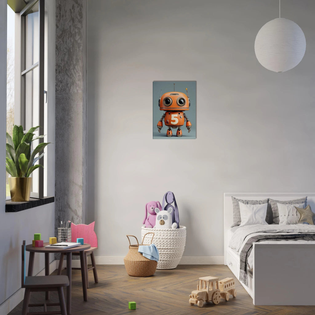 Vintage Orange Robot Canvas Wall Art - KIDSROOM WALL ART