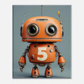 Vintage Orange Robot Canvas Wall Art - KIDSROOM WALL ART
